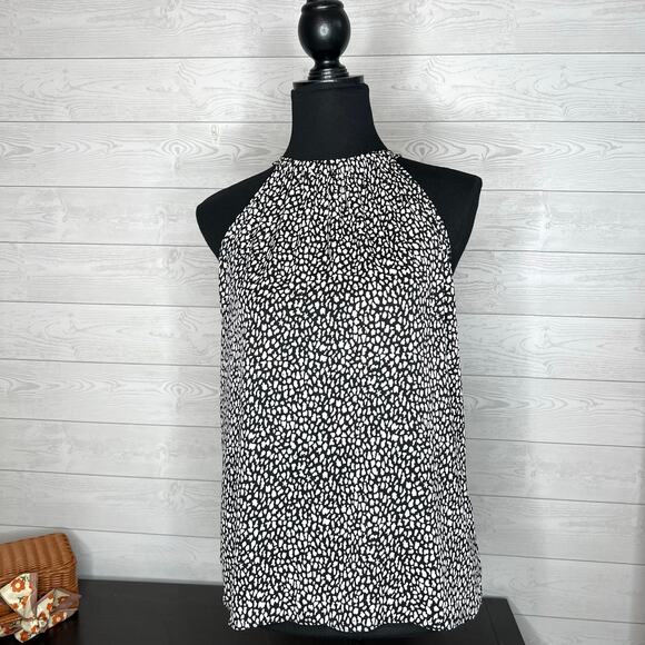 Diane Von Furstenberg black/white print halter blouse Size Petite(XS) - Picture 1 of 7